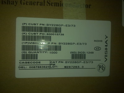 【BY228 批发供应二极管BY228GP 价格优势品质保证 全新原装vishay】价格,厂家,图片,整流器,深圳市阿腾玛科技-
